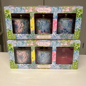 5 Lilly Pulitzer Votive Candles in Cheek to Cheek Print, 5-Piece Set, NWT